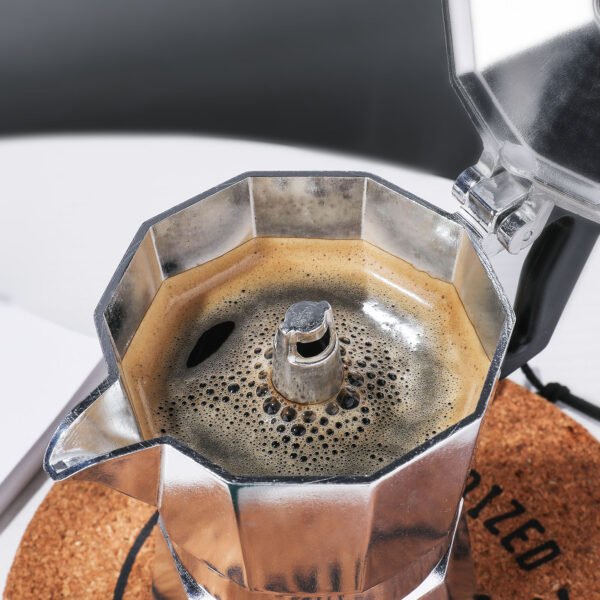 RAINBEAN Stovetop Espresso Maker 180ml For 3 Cups Espresso, Italian Moka Pot Coffee Maker, For Coffee Latte Mocha Cappuccino Macchiato Cuban Cafe Makers, Silver - Image 4