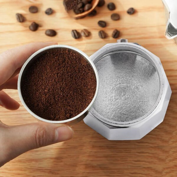 RAINBEAN Stovetop Espresso Maker 180ml For 3 Cups Espresso, Italian Moka Pot Coffee Maker, For Coffee Latte Mocha Cappuccino Macchiato Cuban Cafe Makers, Silver - Image 2