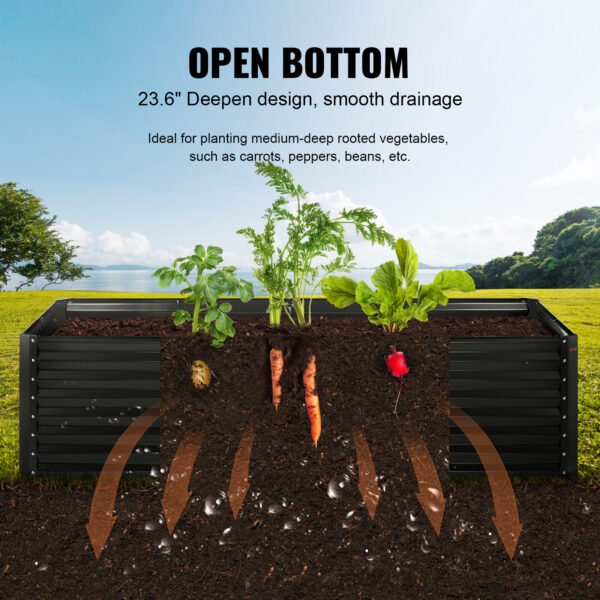 VEVOR Galvanized Raised Garden Bed Planter Box 94.5x47.2x23.6inch Flower Vegetable - Image 8