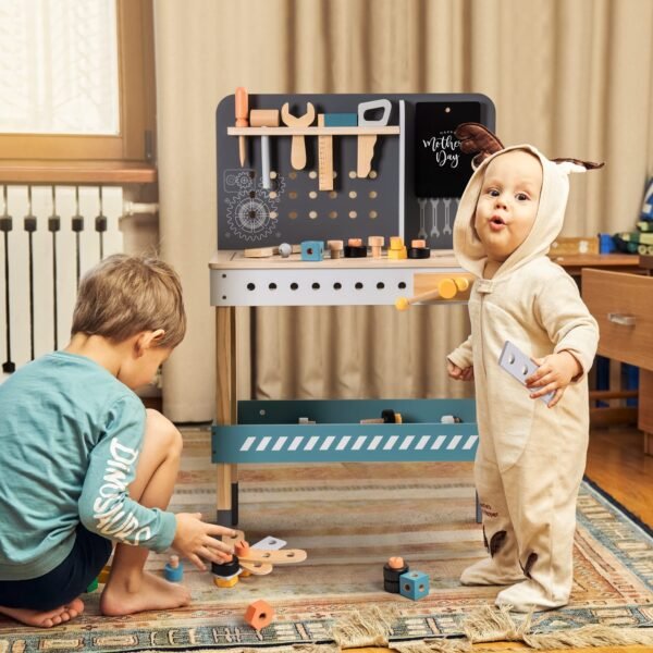 ROBOTIME Wooden Tool Bench For Kids Toy Play Workbench Workshop With Tools Set - Image 10