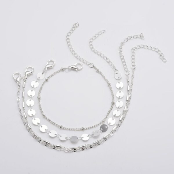 4-pack Set Bracelets Tube Chain Disc Lace Bracelet - Image 2
