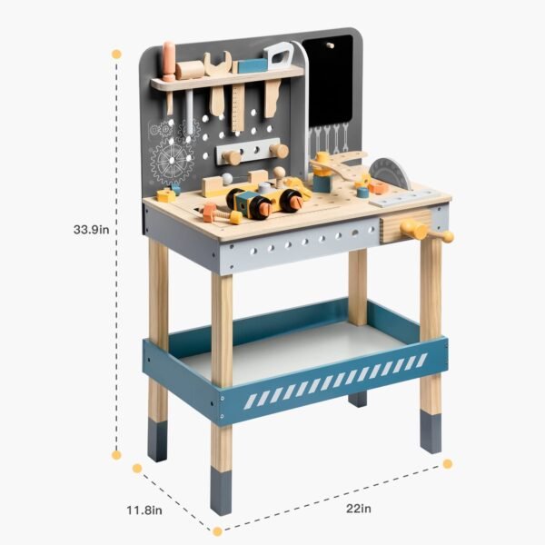 ROBOTIME Wooden Tool Bench For Kids Toy Play Workbench Workshop With Tools Set - Image 8