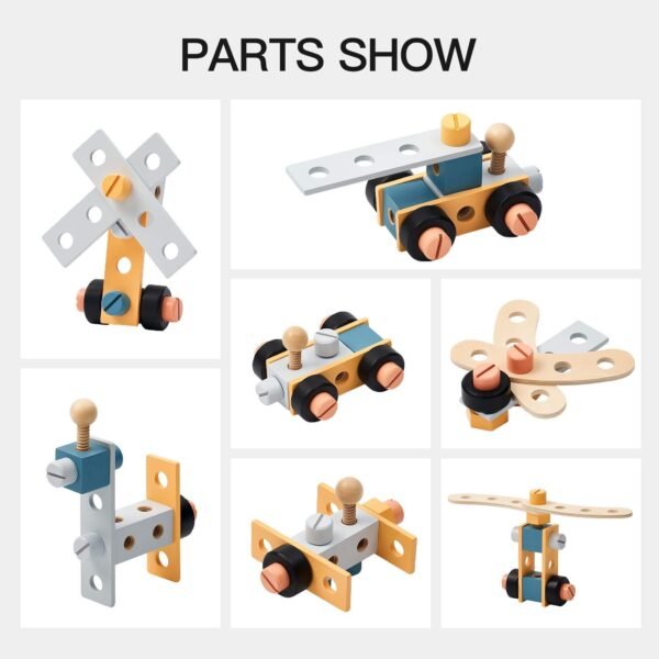 ROBOTIME Wooden Tool Bench For Kids Toy Play Workbench Workshop With Tools Set - Image 6