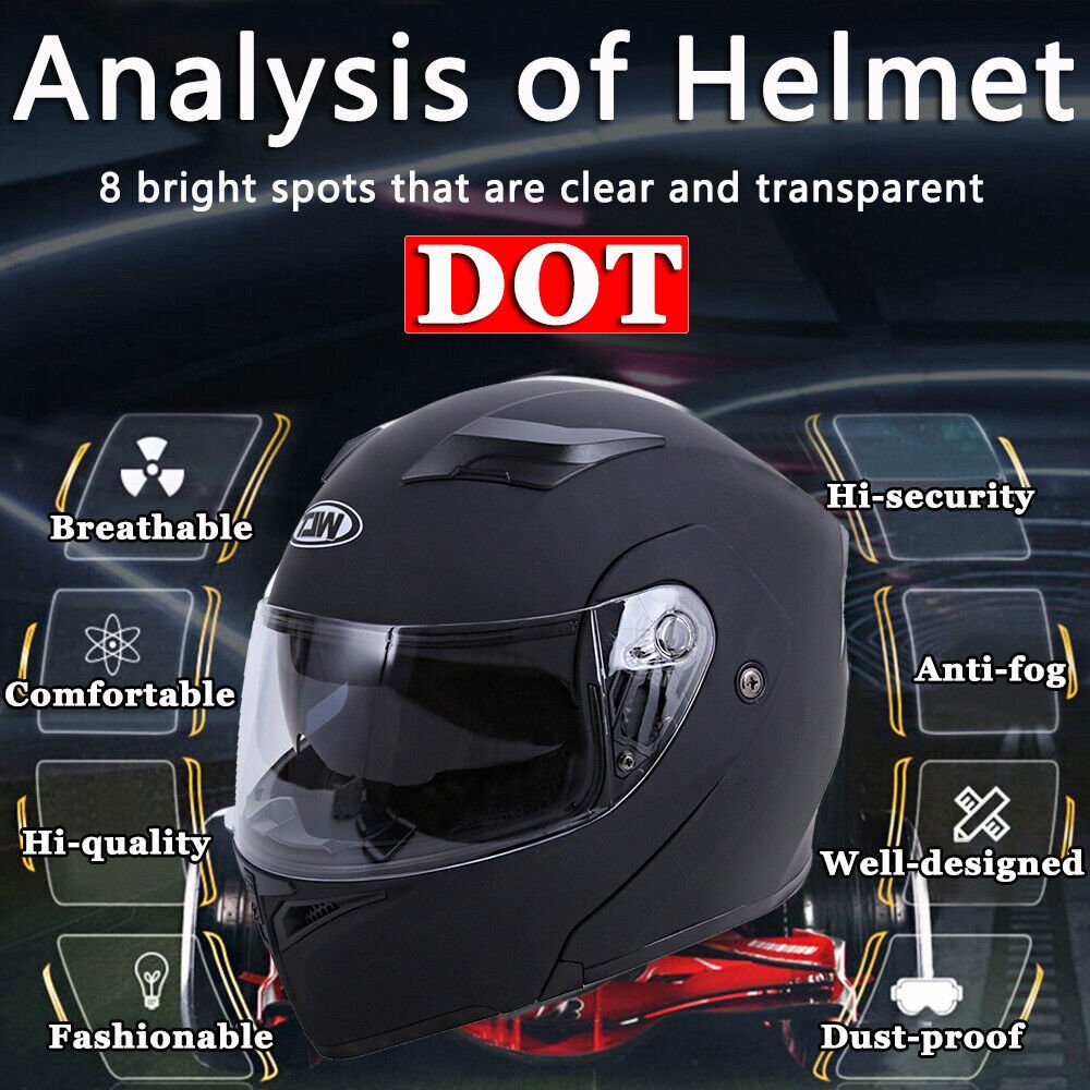 DOT Racing Motorcycle Helmet Full Face Dirt Bike Flip Up ATV LED Lighting - Image 8