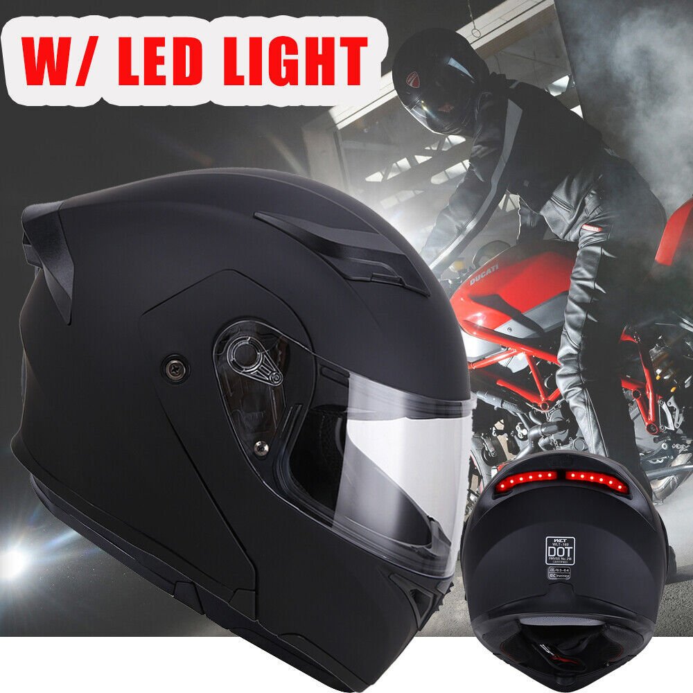 DOT Racing Motorcycle Helmet Full Face Dirt Bike Flip Up ATV LED Lighting - Image 9