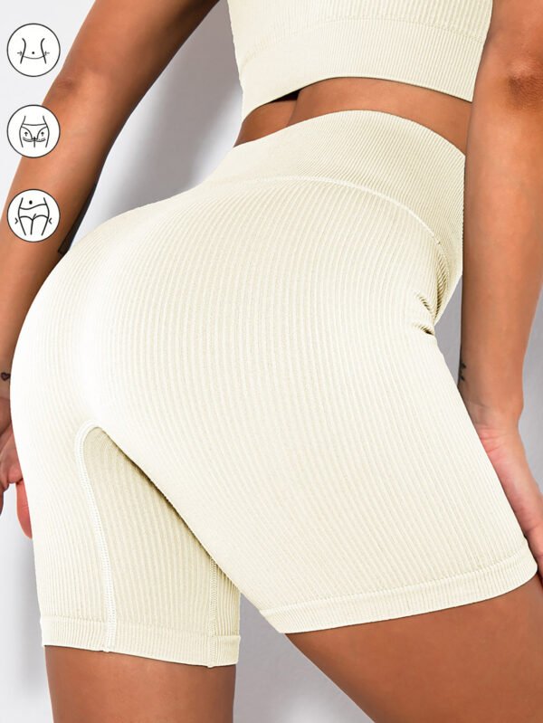 Workout Sets For Women 2 Piece Seamless Ribbed Crop Tank High Waist Shorts Yoga Outfits - Image 3