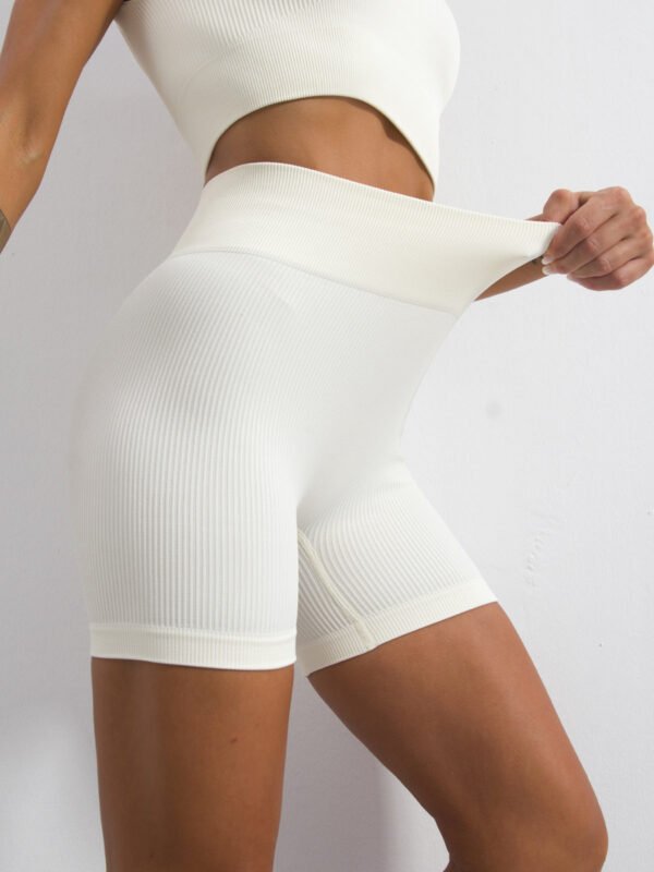 Workout Sets For Women 2 Piece Seamless Ribbed Crop Tank High Waist Shorts Yoga Outfits - Image 8