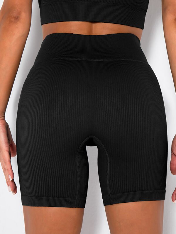 Workout Sets For Women 2 Piece Seamless Ribbed Crop Tank High Waist Shorts Yoga Outfits - Image 6