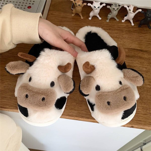Cute Cow Animal Slipper For Women Girls Fashion Kawaii Soft Fluffy Winter Warm Slippers Woman Cartoon Milk Cow House Slippers Funny Shoes - Image 9