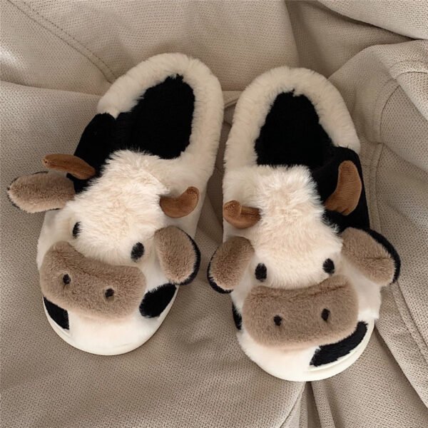 Cute Cow Animal Slipper For Women Girls Fashion Kawaii Soft Fluffy Winter Warm Slippers Woman Cartoon Milk Cow House Slippers Funny Shoes - Image 8
