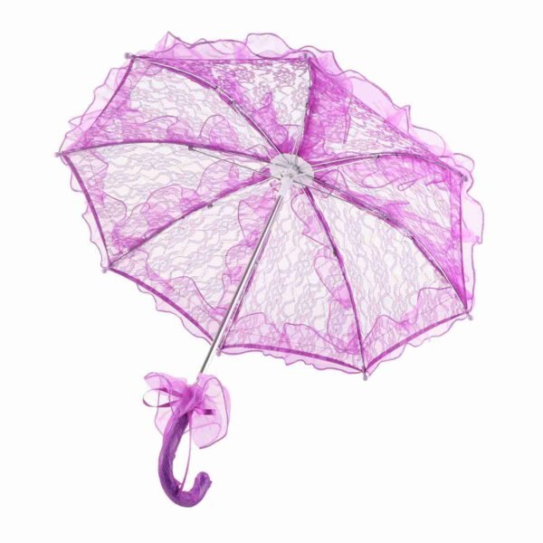 Bridal Lace Cotton Umbrella for Wedding Parties Dancing Photography Prop (Purple) - Image 7