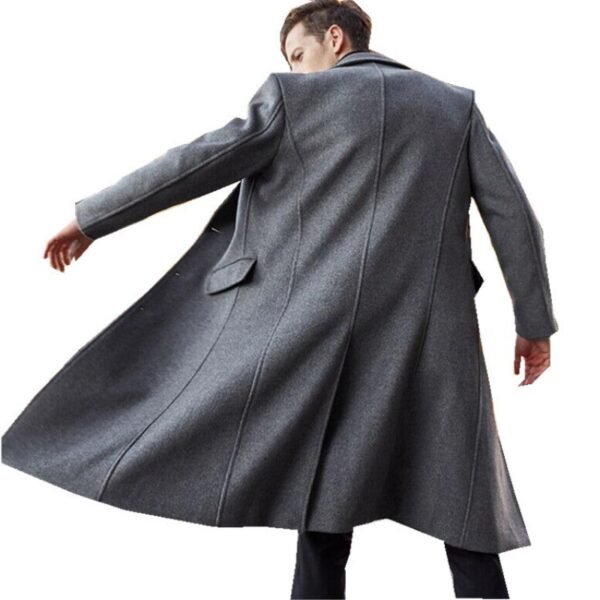 Men's Long Trench Coat Woolen Coat - Image 2