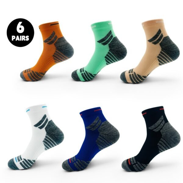 Men's Padded Ankle Socks, 6 Pairs In A Pack. Sports Running Socks. Men's And Women's Round-neck Running Socks. - Image 3