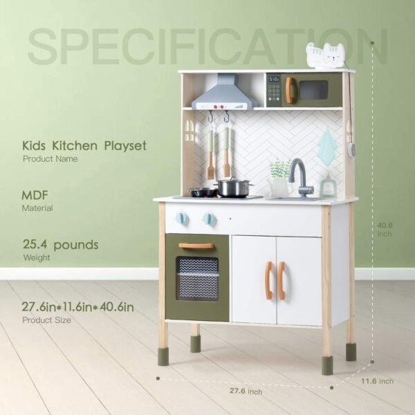 ROBUD 3D Wooden Pretend Play Kitchen Playset For Toddlers Kids Education Toys - Image 6