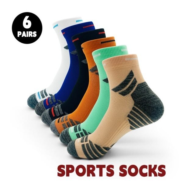 Men's Padded Ankle Socks, 6 Pairs In A Pack. Sports Running Socks. Men's And Women's Round-neck Running Socks. - Image 7