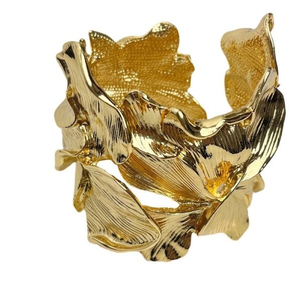 Gold Stitching Flower Bracelet Open Design Alloy Flower Bracelet - Image 6