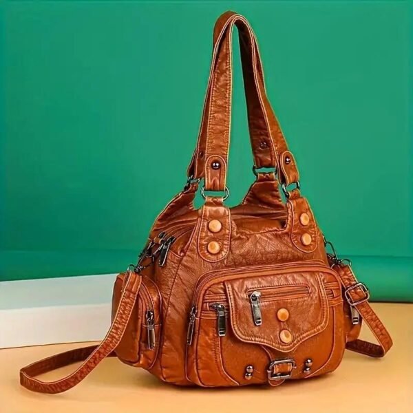 Vintage High Quality Leather Luxury Handbag - Image 2