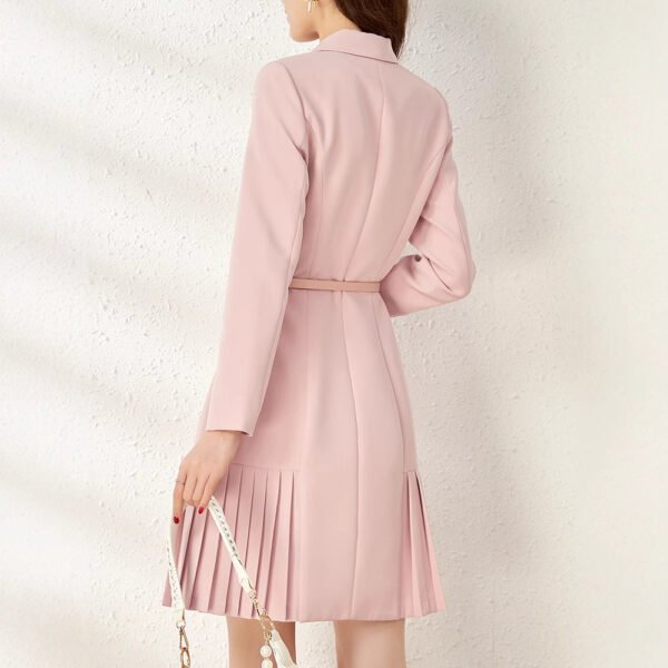 Belt Pleated Hem Dress Autumn And Winter - Image 5
