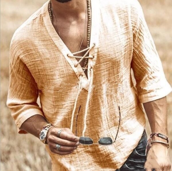 Lace Up Corn Mid Sleeved T-shirt - Image 2