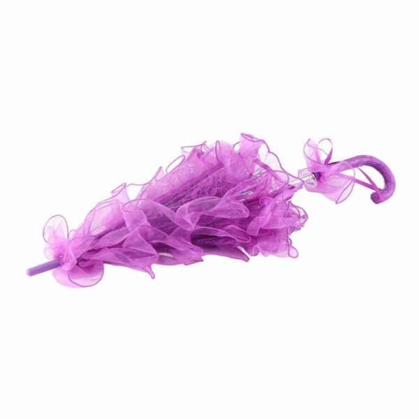 Bridal Lace Cotton Umbrella for Wedding Parties Dancing Photography Prop (Purple) - Image 4
