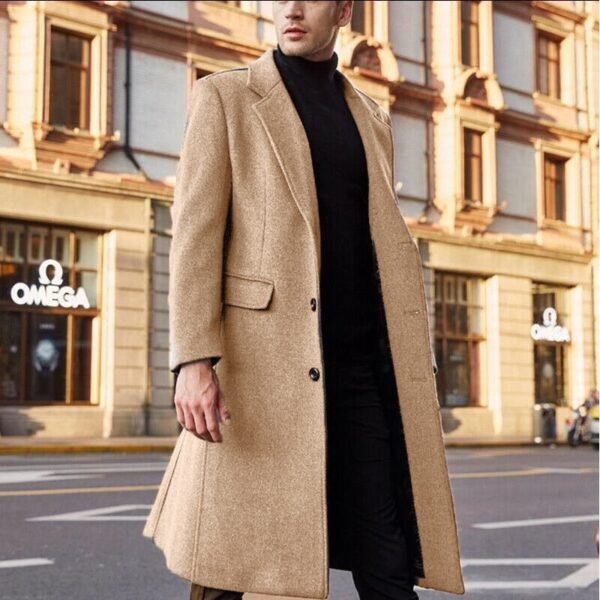 Men's Long Trench Coat Woolen Coat - Image 7