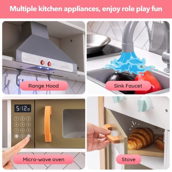 ROBUD 3D Wooden Pretend Play Kitchen Playset For Toddlers Kids Education Toys - Image 4