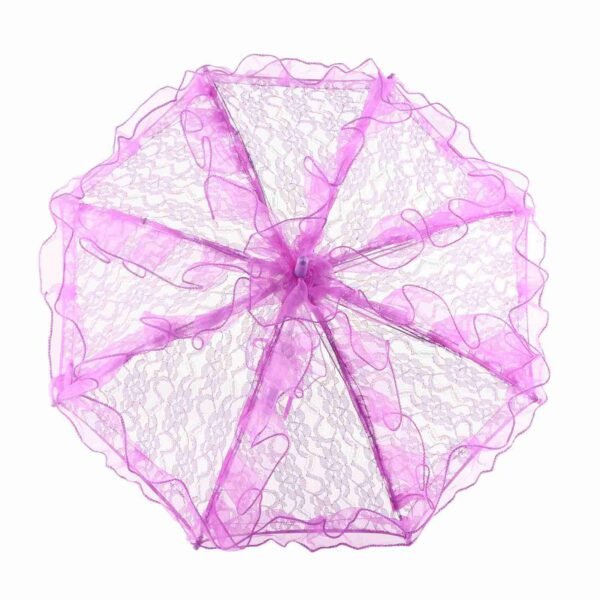Bridal Lace Cotton Umbrella for Wedding Parties Dancing Photography Prop (Purple) - Image 8