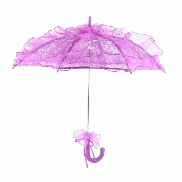 Bridal Lace Cotton Umbrella for Wedding Parties Dancing Photography Prop (Purple) - Image 9