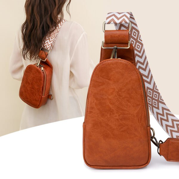 Women Chest Bag Sling Bag, Guitar Strap Small Crossbody PU Leather Satchel Daypack - Image 7