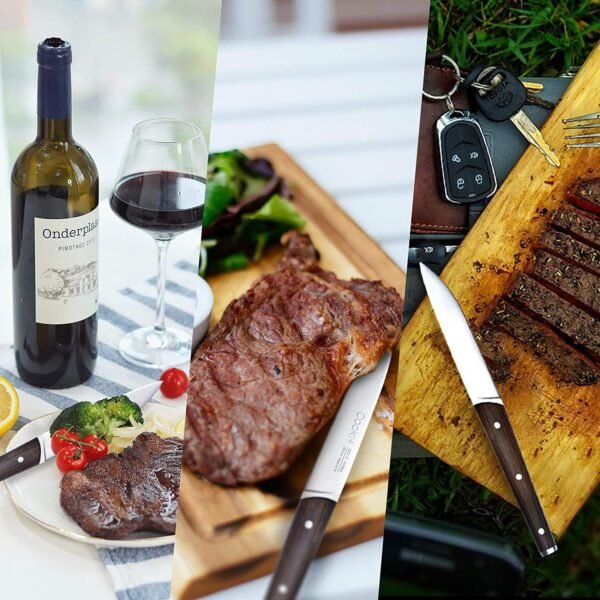 6Pcs Steak Knife Set Serrated Stainless Steel Utility with Wooden Handle for Home Dining Restaurant - Image 6