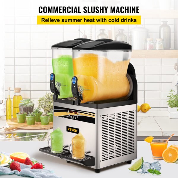 VEVOR Margarita Machine, 15Lx2 Tank Commercial Slushy Machine, Slushie Machine Commercial Margarita Maker, Smoothie Drink Maker For Supermarkets Cafes Restaurants Bars Home Use - Image 8