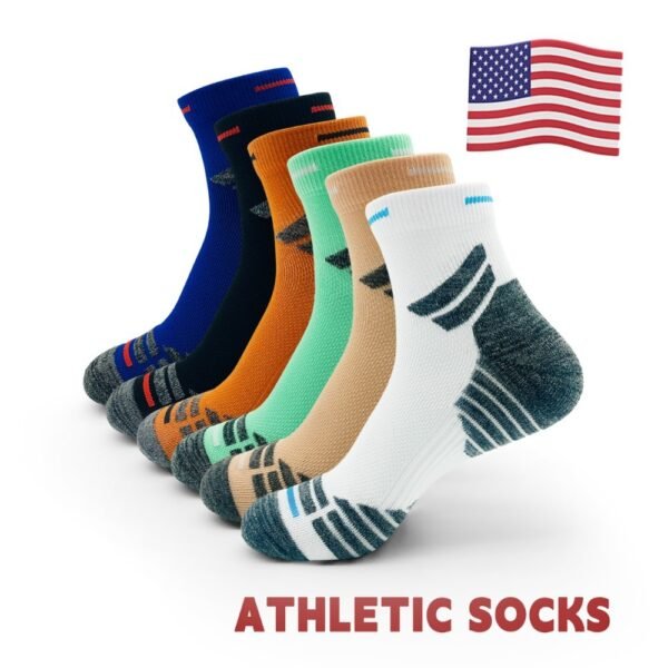Men's Padded Ankle Socks, 6 Pairs In A Pack. Sports Running Socks. Men's And Women's Round-neck Running Socks. - Image 5