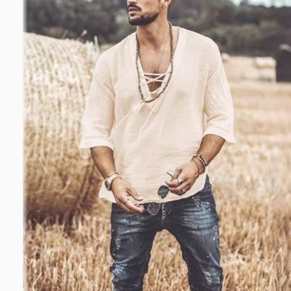 Lace Up Corn Mid Sleeved T-shirt - Image 4