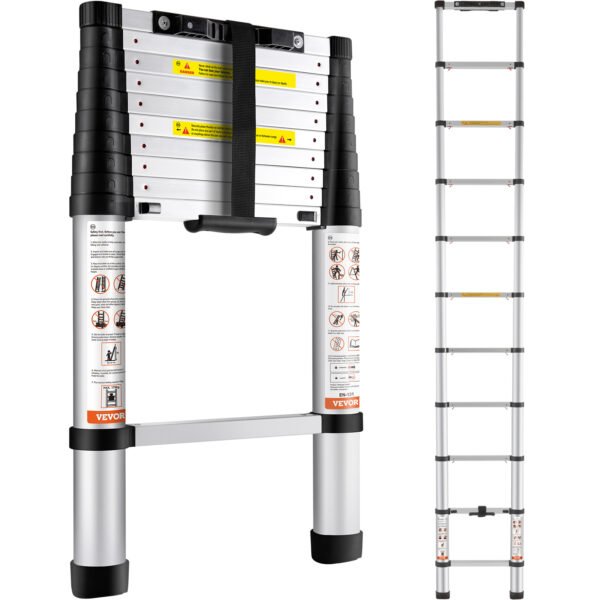 VEVOR Telescoping Ladder Aluminum Extension Step 10.5 Ft Multi-purpose Portable - Image 2