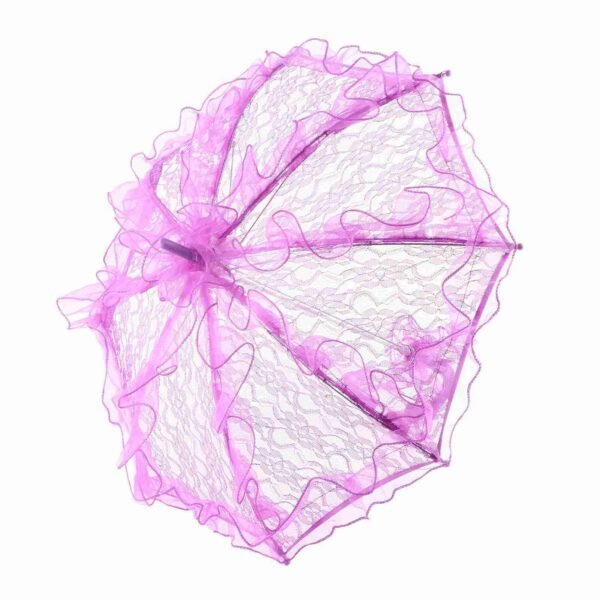 Bridal Lace Cotton Umbrella for Wedding Parties Dancing Photography Prop (Purple) - Image 3