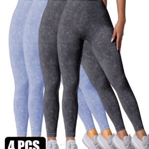 4 Pieces Scrunch Butt Lifting Workout V Back Leggings
