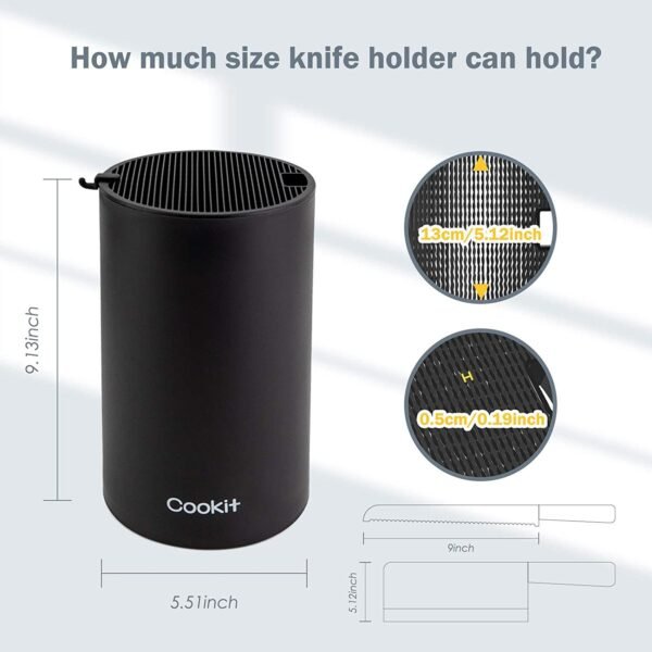 Knife Block Holder, Universal Knife Block without Knives, Unique Double-Layer Wavy Design, Round Black Knife Holder for Kitchen, Space Saver Knife Storage with Scissors Slot Amazon Platform Banned - Image 4