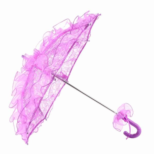 Bridal Lace Cotton Umbrella for Wedding Parties Dancing Photography Prop (Purple) - Image 2