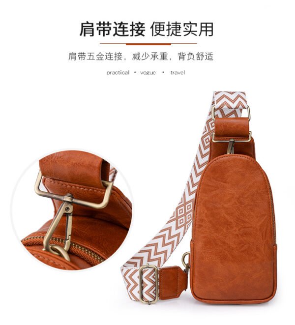Women Chest Bag Sling Bag, Guitar Strap Small Crossbody PU Leather Satchel Daypack - Image 5