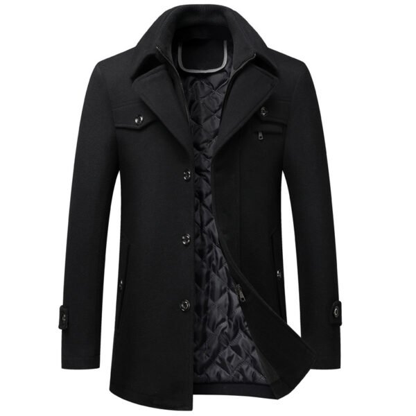 Men's Wool Woolen Thickened Overcoat Jacket - Image 8