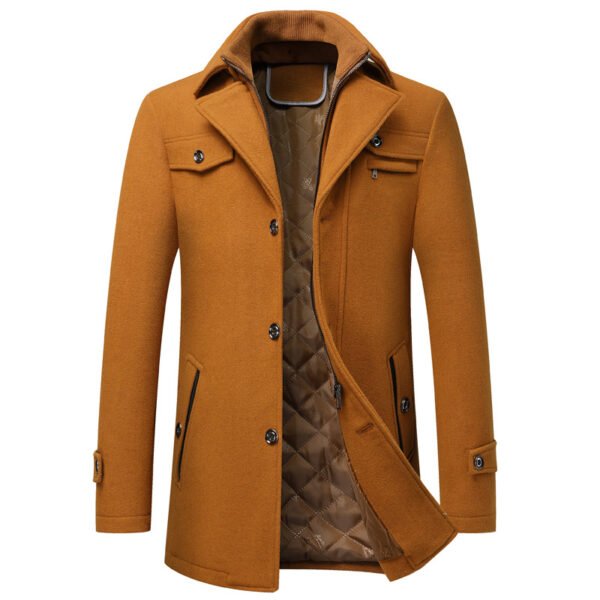 Men's Wool Woolen Thickened Overcoat Jacket - Image 2