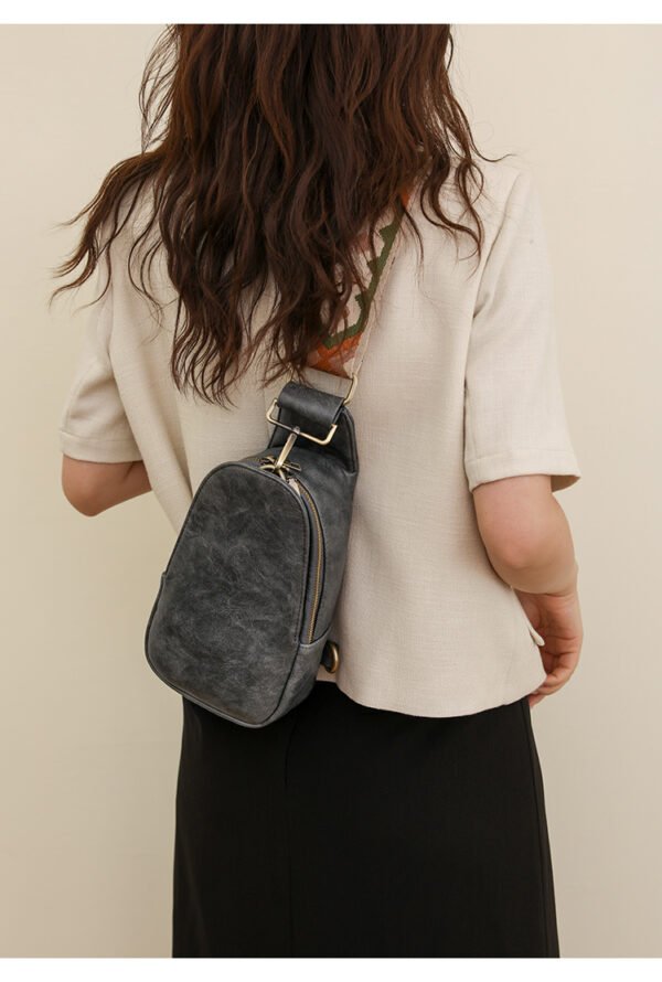 Women Chest Bag Sling Bag, Guitar Strap Small Crossbody PU Leather Satchel Daypack - Image 4