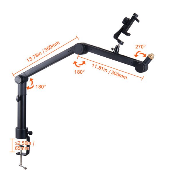 VEVOR Microphone Boom Arm With Desk Mount,  Rotatable, Adjustable Mic Stand With Adapter Port Headset Hook, For Blue Hyperx Quadcast Blue Snowball Shure SM7B Audio Technica - Image 6