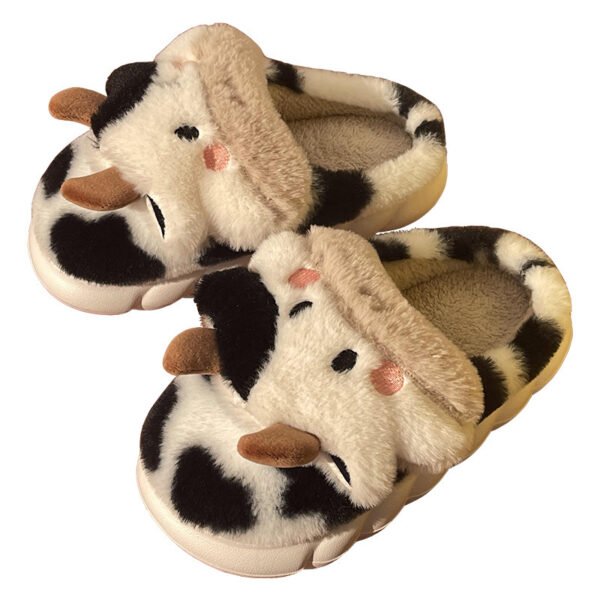 Cute Cow Animal Slipper For Women Girls Fashion Kawaii Soft Fluffy Winter Warm Slippers Woman Cartoon Milk Cow House Slippers Funny Shoes - Image 4