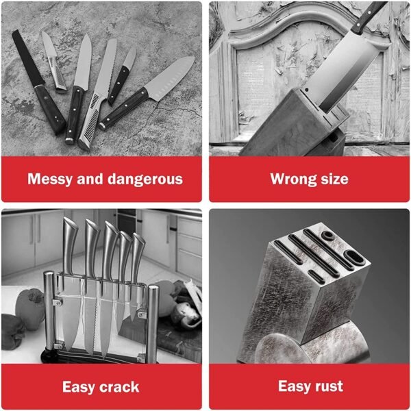 Knife Block Holder, Universal Knife Block without Knives, Unique Double-Layer Wavy Design, Round Black Knife Holder for Kitchen, Space Saver Knife Storage with Scissors Slot Amazon Platform Banned - Image 5