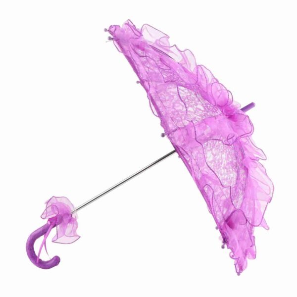 Bridal Lace Cotton Umbrella for Wedding Parties Dancing Photography Prop (Purple) - Image 6