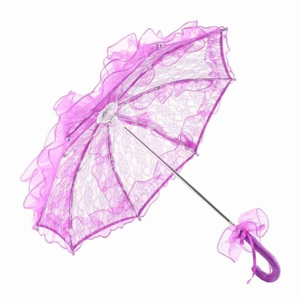 Bridal Lace Cotton Umbrella for Wedding Parties Dancing Photography Prop (Purple) - Image 10