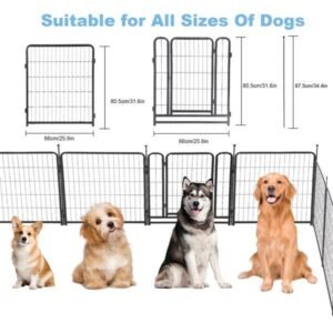 16 Piece Dog Fence, 31.6-inch High Dog Fence, Equipped With 2 Doors