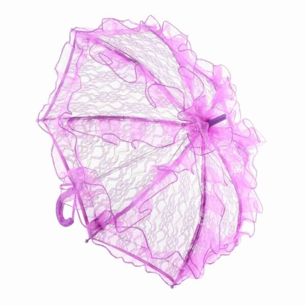Bridal Lace Cotton Umbrella for Wedding Parties Dancing Photography Prop (Purple) - Image 5