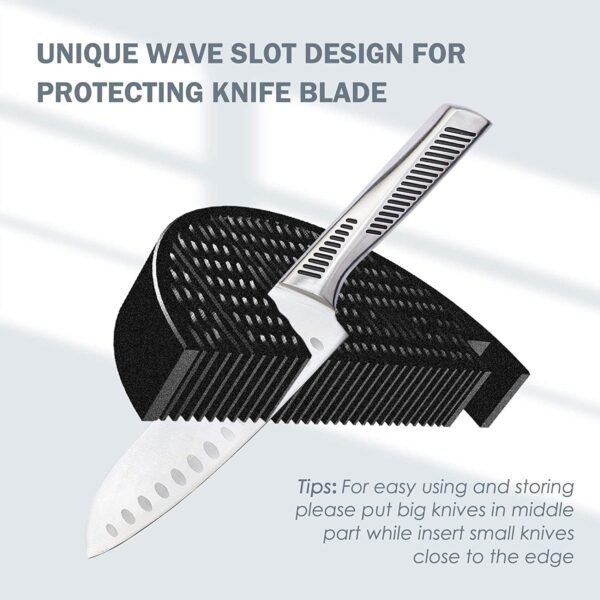 Knife Block Holder, Universal Knife Block without Knives, Unique Double-Layer Wavy Design, Round Black Knife Holder for Kitchen, Space Saver Knife Storage with Scissors Slot Amazon Platform Banned - Image 6